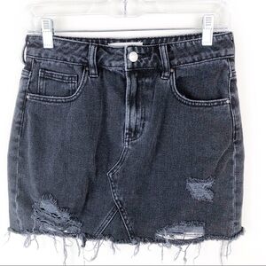 Pacsun- Black worn distressed style jean skirt size: 26